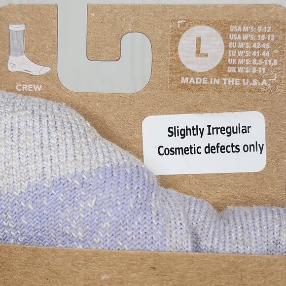 Patagonia Hemp Crew Socks Pale Periwinkle Size L Men 9-12 Women 10-13 Irregular - Picture 2 of 6